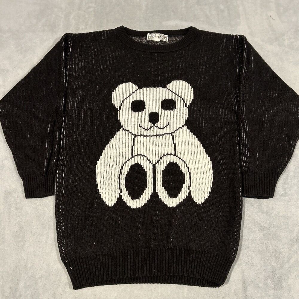 VTG GAS The Great American Sweater Mens Small Chest 20 Cable knit Bear Grandpa